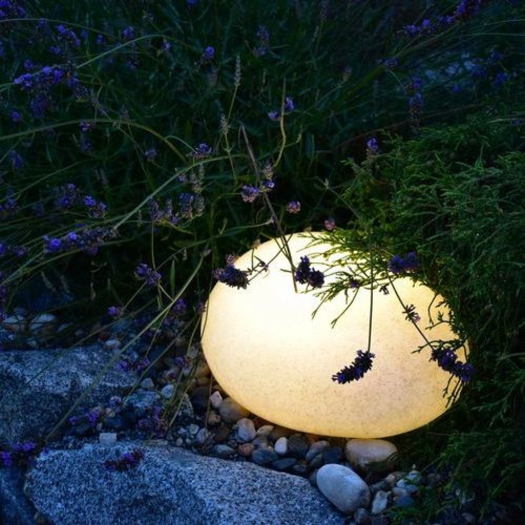 Deco 3, zahradní svítící objekt ve tvaru oblázkového kamenu, LiGHTPRO