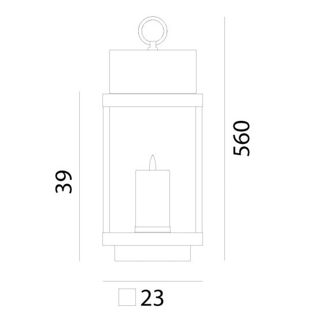 Laterne 560 mm, venkovní kovová lucerna s imitací svíčky, Il Fanale