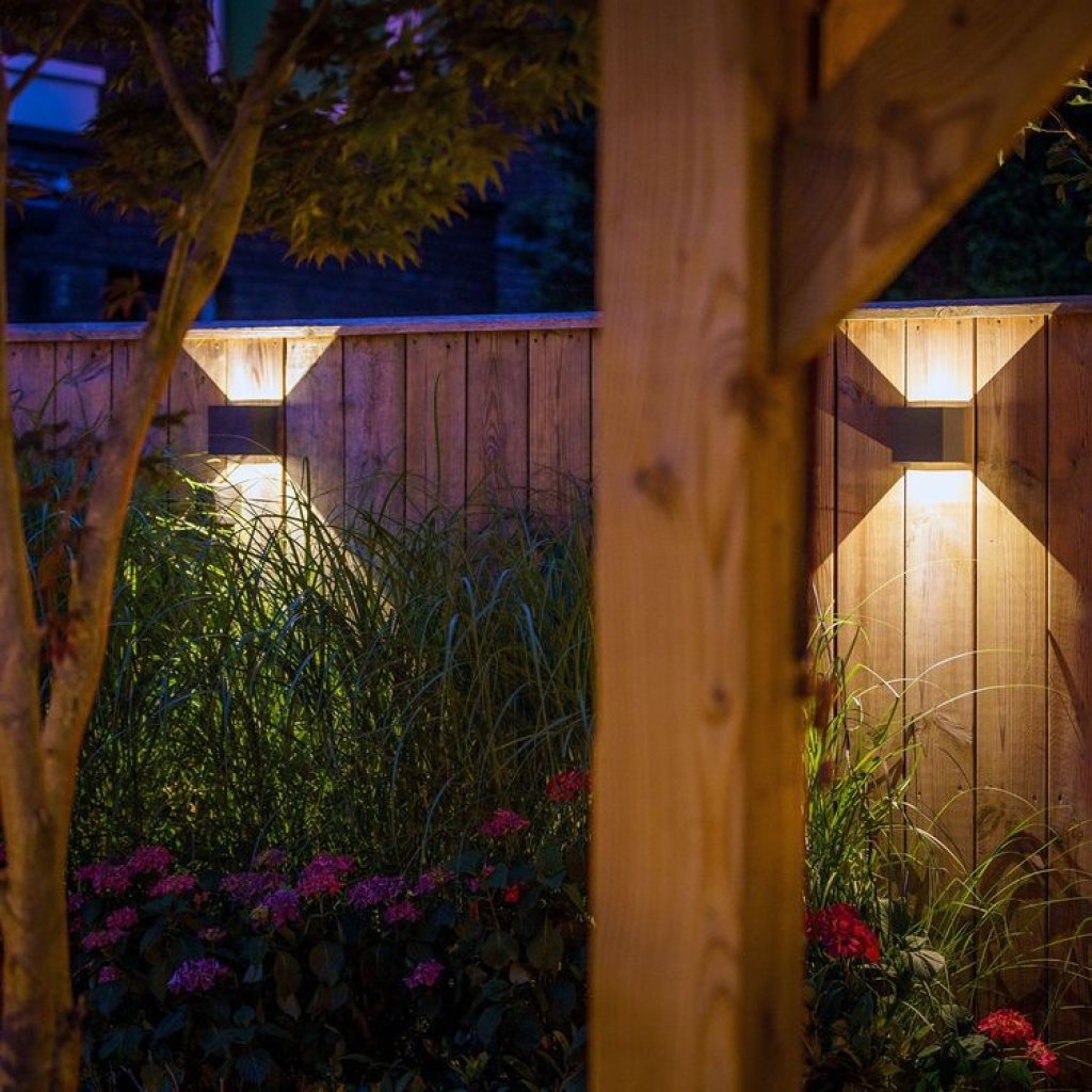 Mauri antracit, hranaté nástěnné svítidlo, LED 2 x 3W, 12V, teplá bílá, Garden Lights