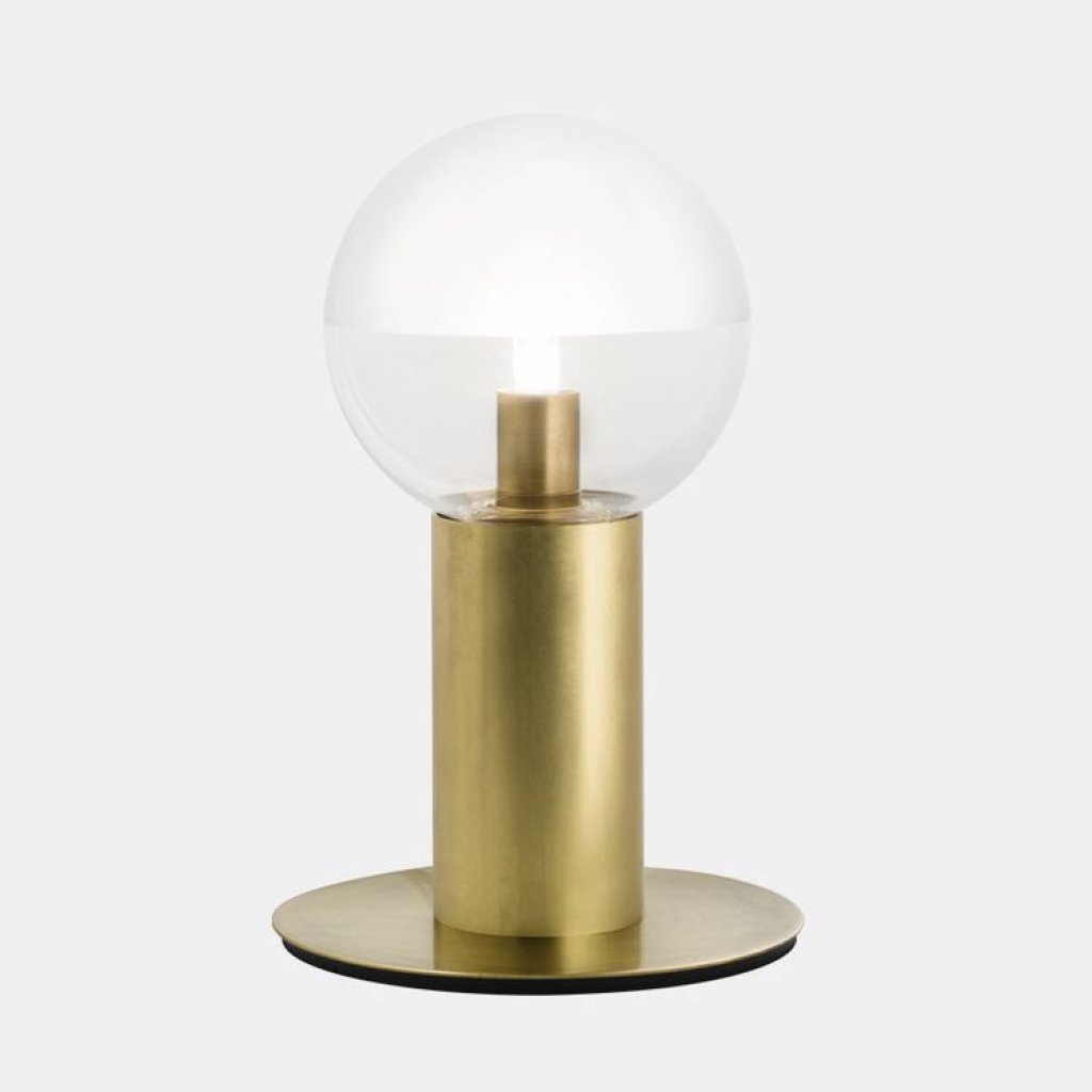Molecola, stolní mosazná lampička s kulatým stínítkem, Il Fanale