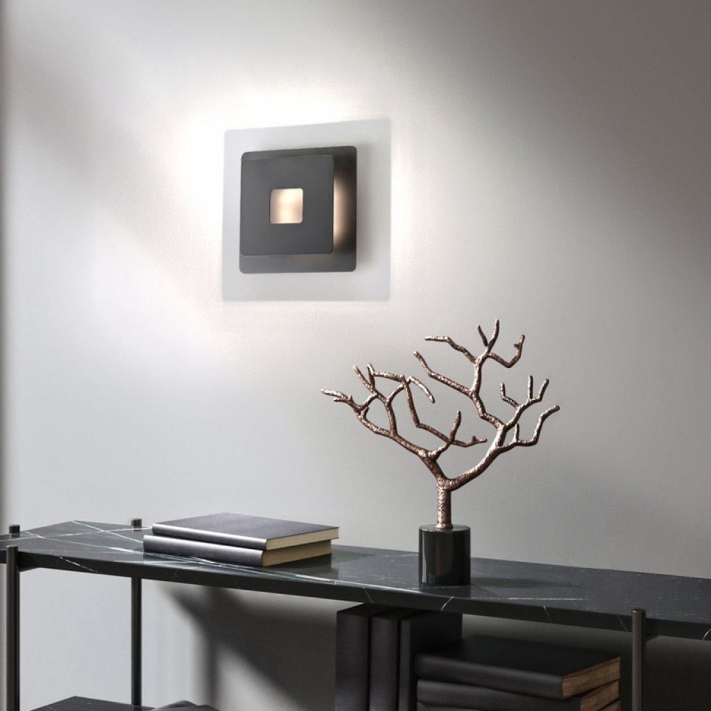 Nástěnné čtvercové LED svítidlo Hennes v černé barvě, Fischer & Honsel