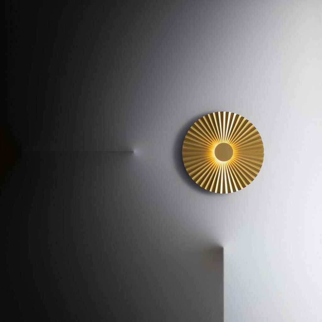 Plie, kruhové mosazné nástěnné svítidlo, 490 mm, Il Fanale
