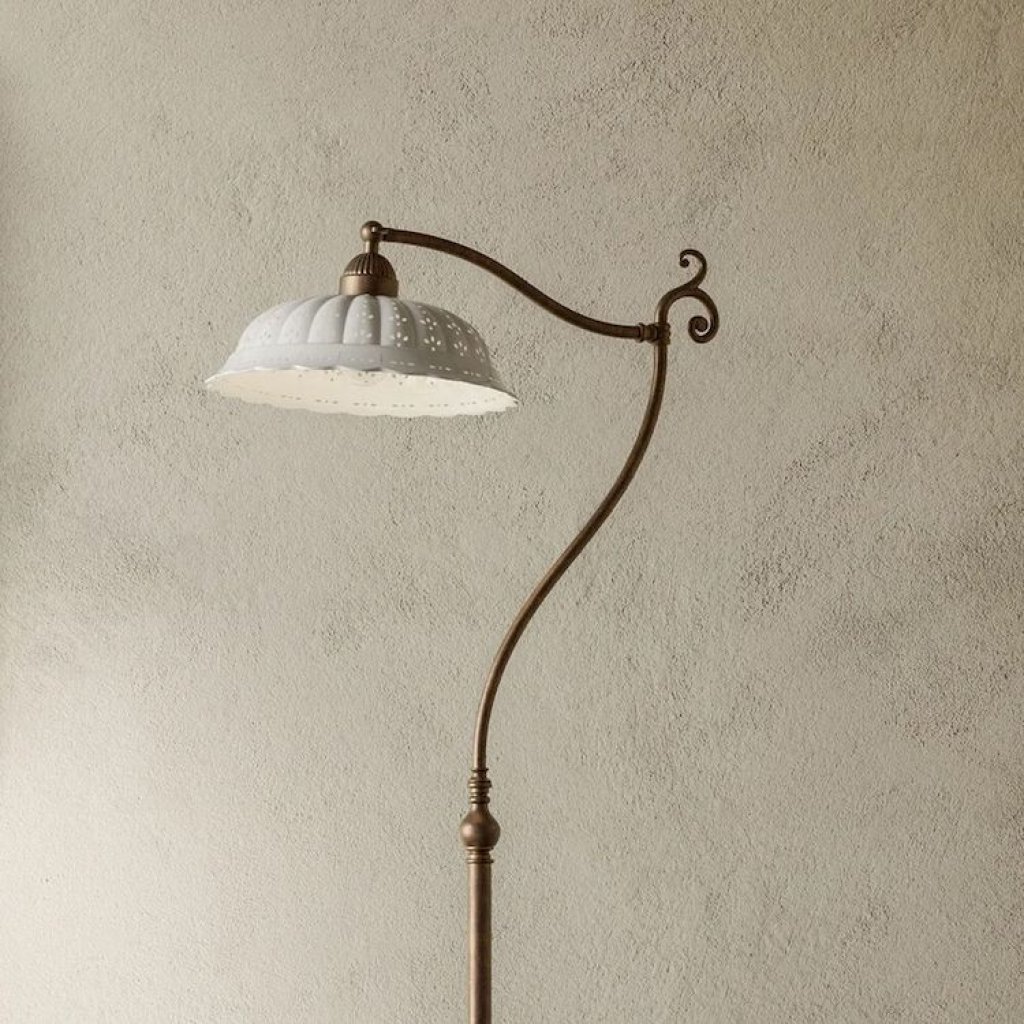 Rustikální stojací lampa Anita 061.53.OC Il Fanale, keramika Bassano a mosaz