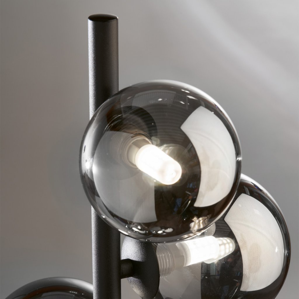 Stojací lampa Bala s baňkami z kouřového skla, Fischer & Honsel