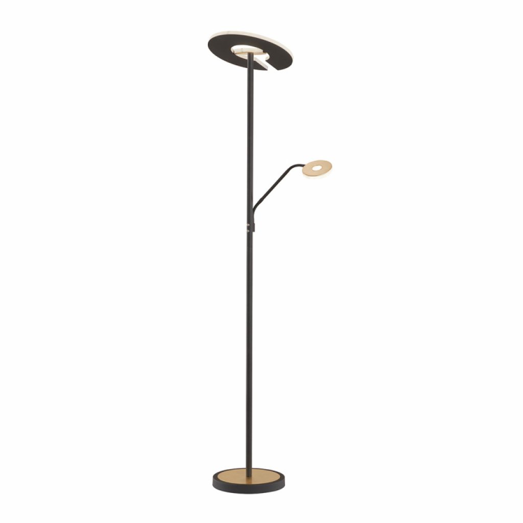 Stojací lampa Dent LED černozlatá 180 cm, Fischer & Honsel