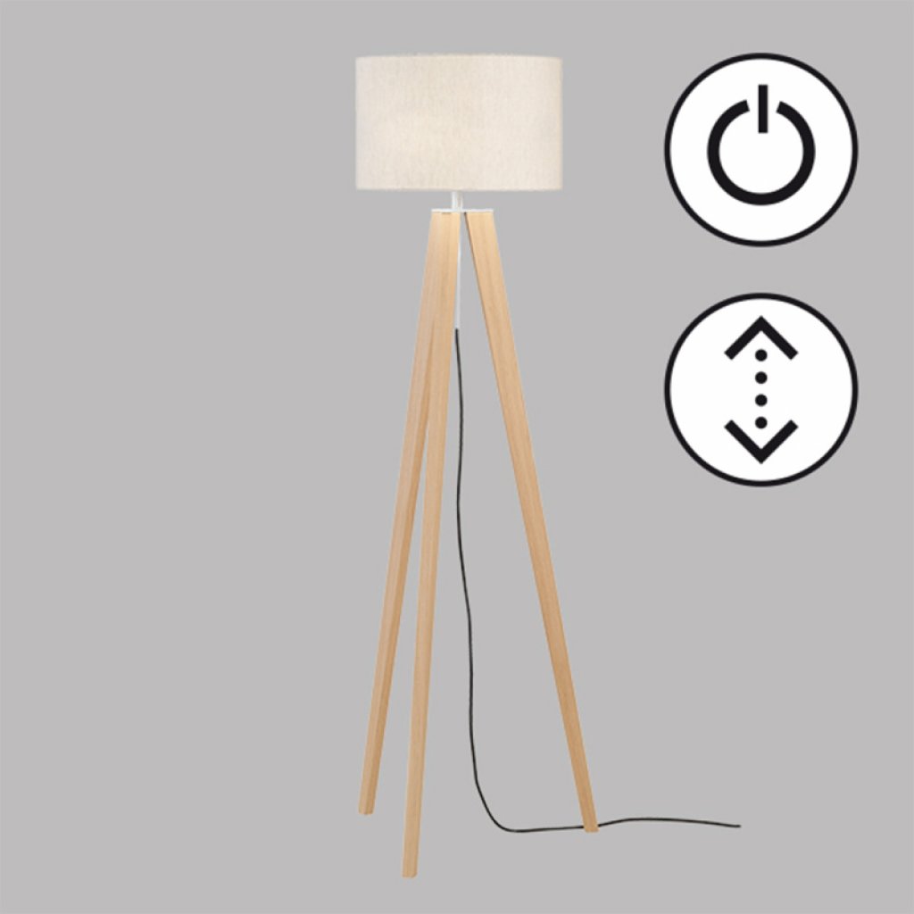 Stojací lampa Shine Wood z přírodního dřeva, Fischer & Honsel