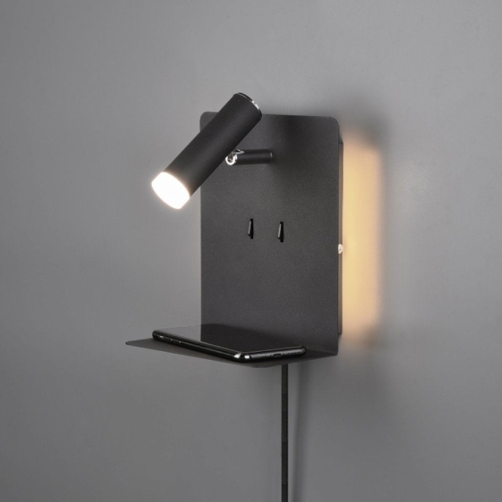 TRIO 222570232 Element, nástěnné LED světlo s poličkou v matné černé barvě