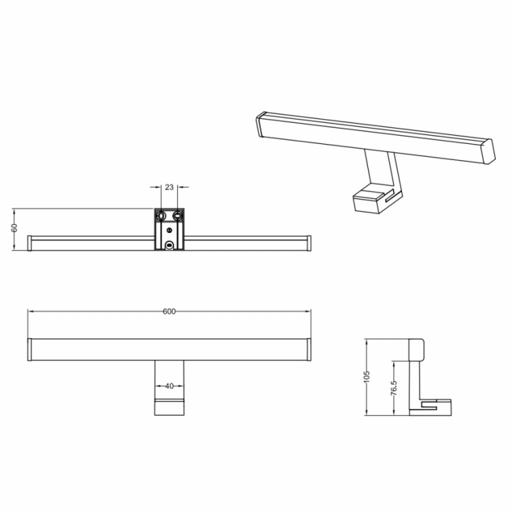 TRIO 284116032 Lino 60 cm černé svítidlo na koupelnovou skříňku LED 11 W