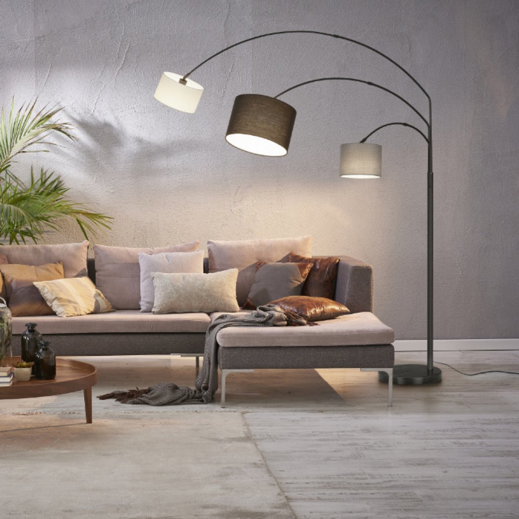 TRIO 401700317 Clark, designová stojací lampa se třemi stínítky 3 x E27