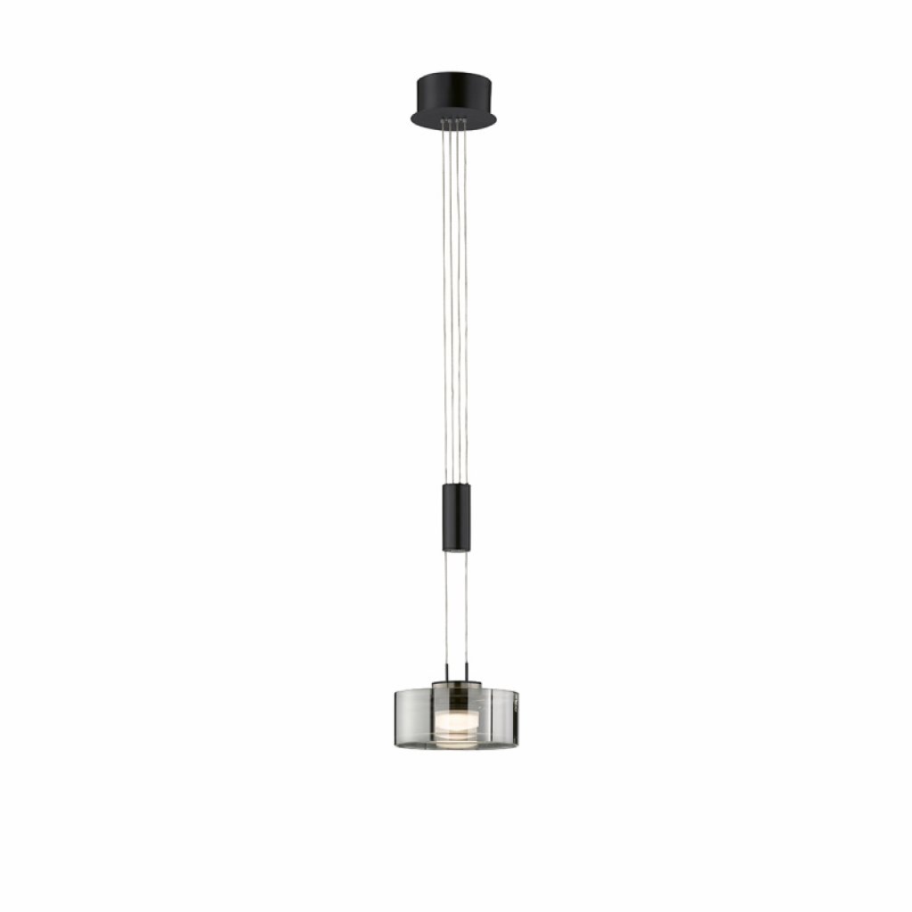 Závěsné svítidlo Lavin z kouřového skla v černé barvě LED 9W, Fischer & Honsel