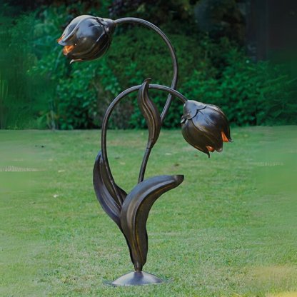 AL6534 Robers venkovní kovaná stojací lampa se dvěma lucernami ve tvaru květů