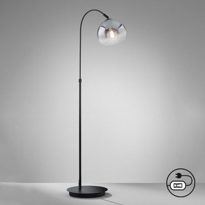 Amos 40409 stojací lampa se skleněným stínítkem z kouřového skla, Fischer & Honsel 2