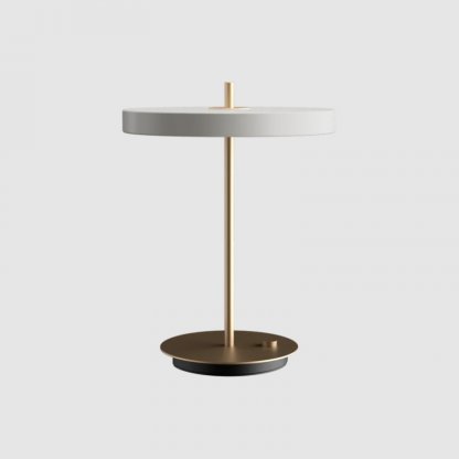 Asteria table 2434 stolní lampa s USB, mlhově šedá/mosaz, Umage