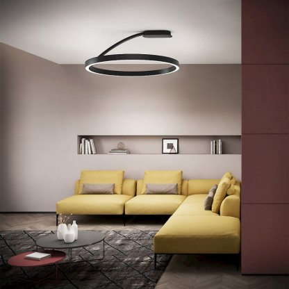 Bellai Home Plafone 70 cm Bluetooth, černé stropní stmívatelné LED svítidlo, Team Italia