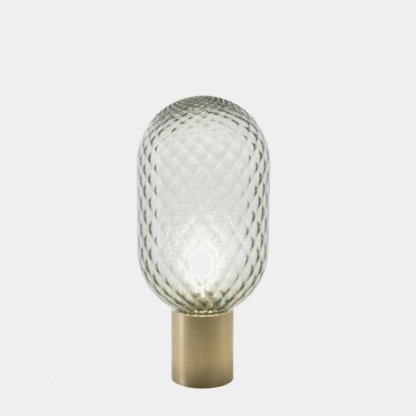 Bloom, šedé sklo, designová stolní lampa, mosaz, E27, Il Fanale