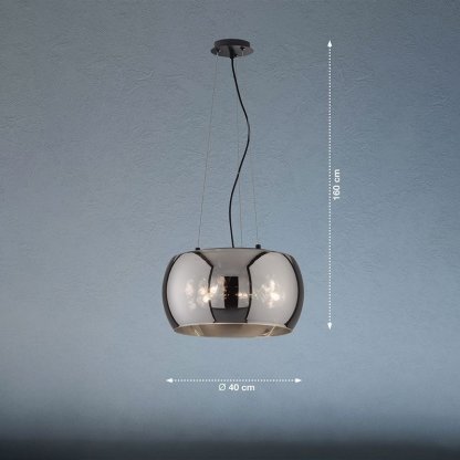 Dima 60857 závěsný lustr s kouřovým skleněným stínítkem, Fischer & Honsel