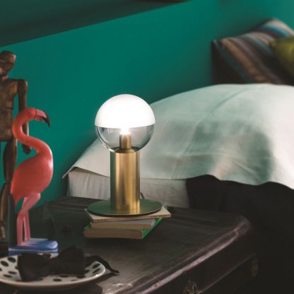 Molecola, stolní mosazná lampička s kulatým stínítkem, Il Fanale
