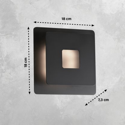 Nástěnné čtvercové LED svítidlo Hennes v černé barvě, Fischer & Honsel