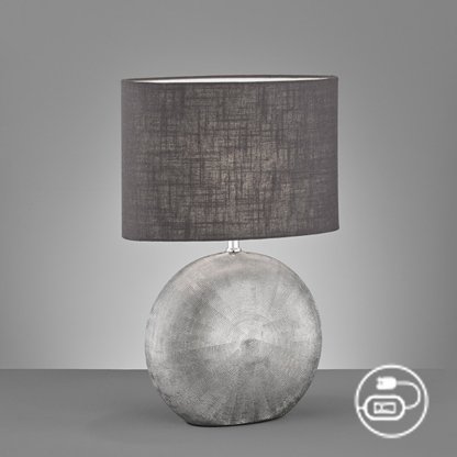 Stolní keramická lampa Foro střínbrná 53 cm, E27, Fischer & Honsel