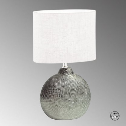 Stolní keramická lampa Tobse střínbrná 39 cm, E14, Fischer & Honsel 2