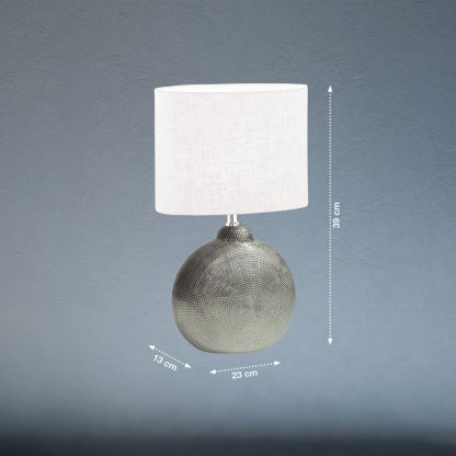 Stolní keramická lampa Tobse střínbrná 39 cm, E14, Fischer & Honsel