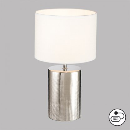 Stolní Lampa Prata stříbrná E27, 43 cm, Fischer & Honsel