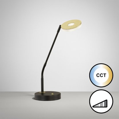 Stolní lampička Dent LED černozlatá, Fischer & Honsel