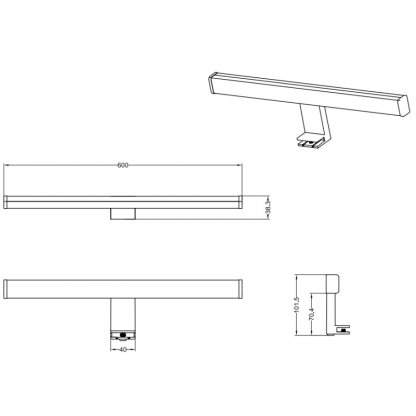 TRIO 284116032 Lino 60 cm černé svítidlo na koupelnovou skříňku LED 11 W