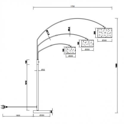 TRIO 401700317 Clark, designová stojací lampa se třemi stínítky 3 x E27