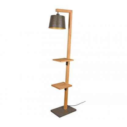 TRIO 402690167 Rodrigo, dřevěná stojací lampa s poličkami E27 2