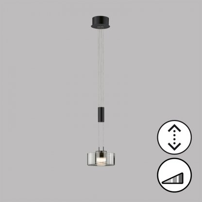 Závěsné svítidlo Lavin z kouřového skla v černé barvě LED 9W, Fischer & Honsel 2