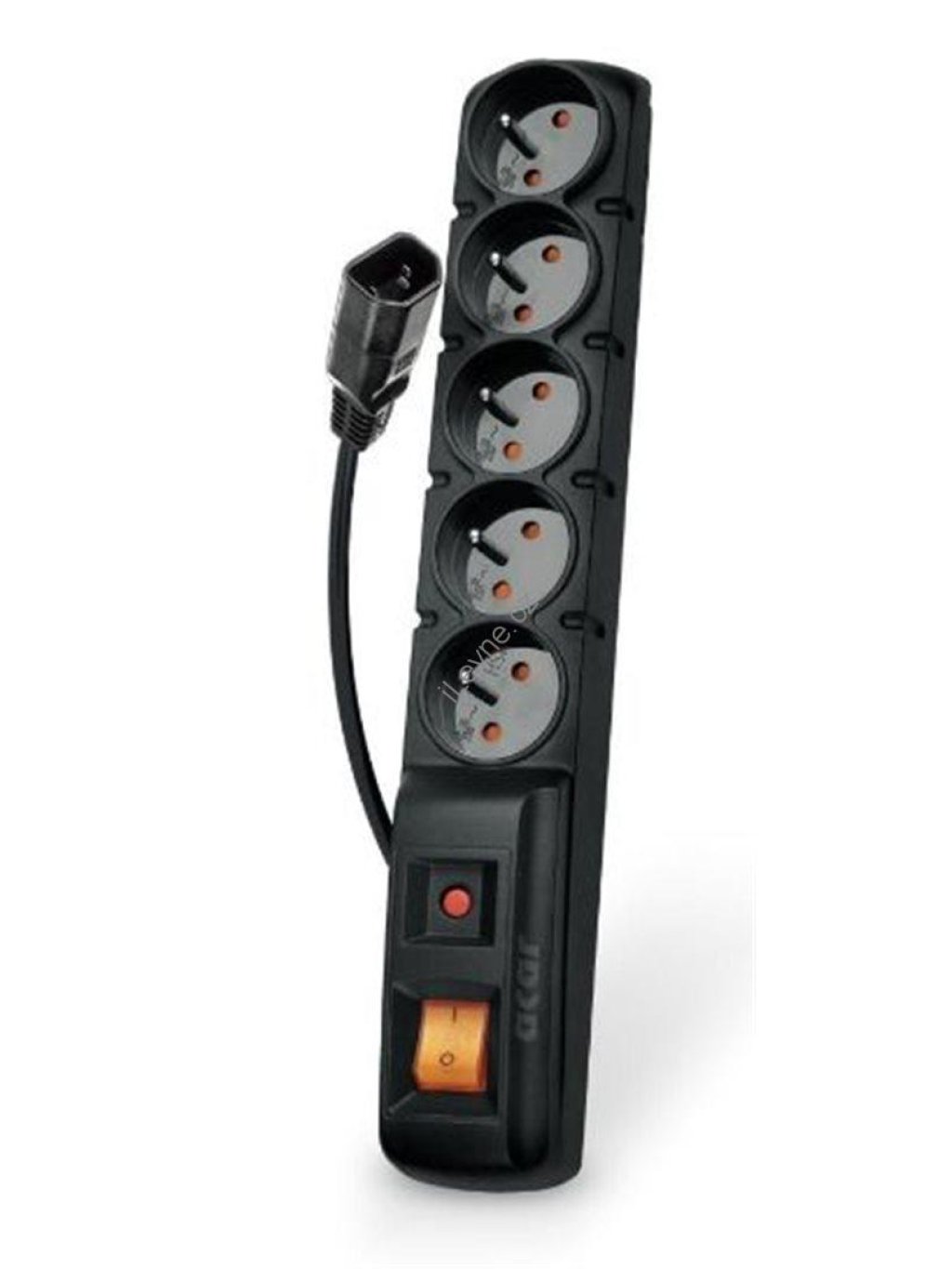 Acar F5 IEC 1.5m kabel, 5 zásuvek, přepěťová ochrana, C14 do UPS, černý