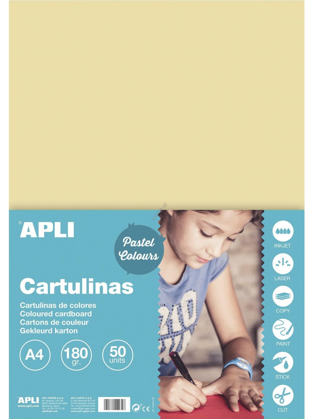 APLI barevný papír, A4, 170 g, krémový