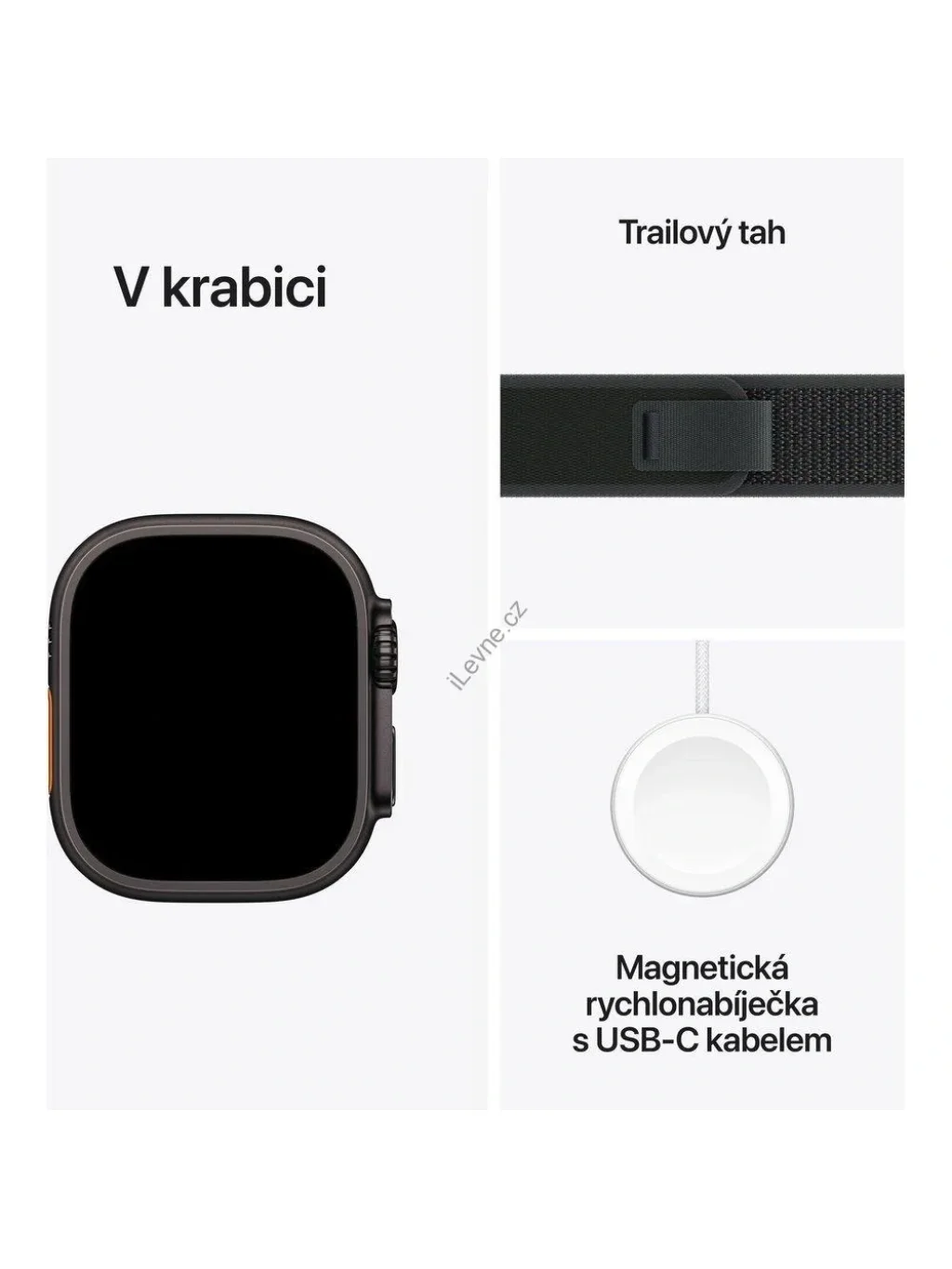 Apple Watch Ultra 2 49mm Černý titan s černým trailovým tahem - M/L