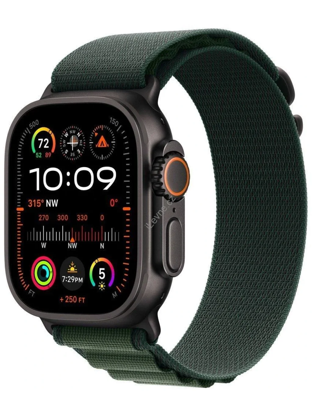 Apple Watch Ultra 2 49mm Černý titan s tmavě zeleným alpským tahem - L