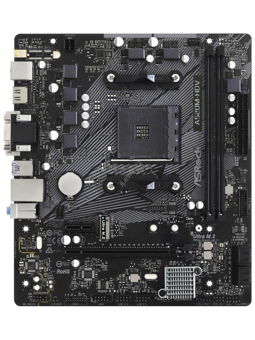 ASRock A520M-HDV / AMD A520 / AM4 / 2x DDR4 DIMM / M.2 / VGA / DVI-D / HDMI / mATX