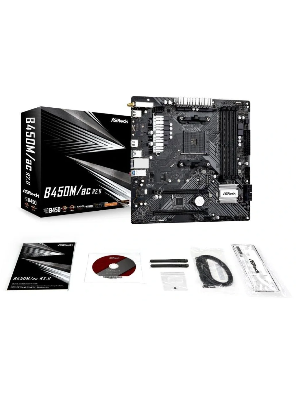 ASRock B450M/AC R2.0 / AMD B450 / AM4 / 4x DDR4 DIMM / M.2 / HDMI / WiFi / mATX