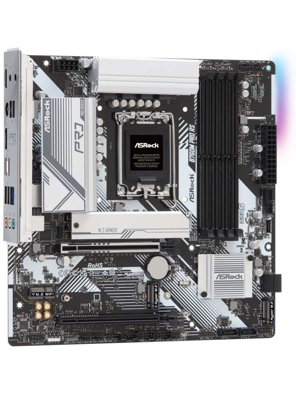 ASRock B760M Pro RS / Intel B760 / LGA1700 / 4x DDR5 DIMM / 3x M.2 / HDMI / DP / USB-C / mATX