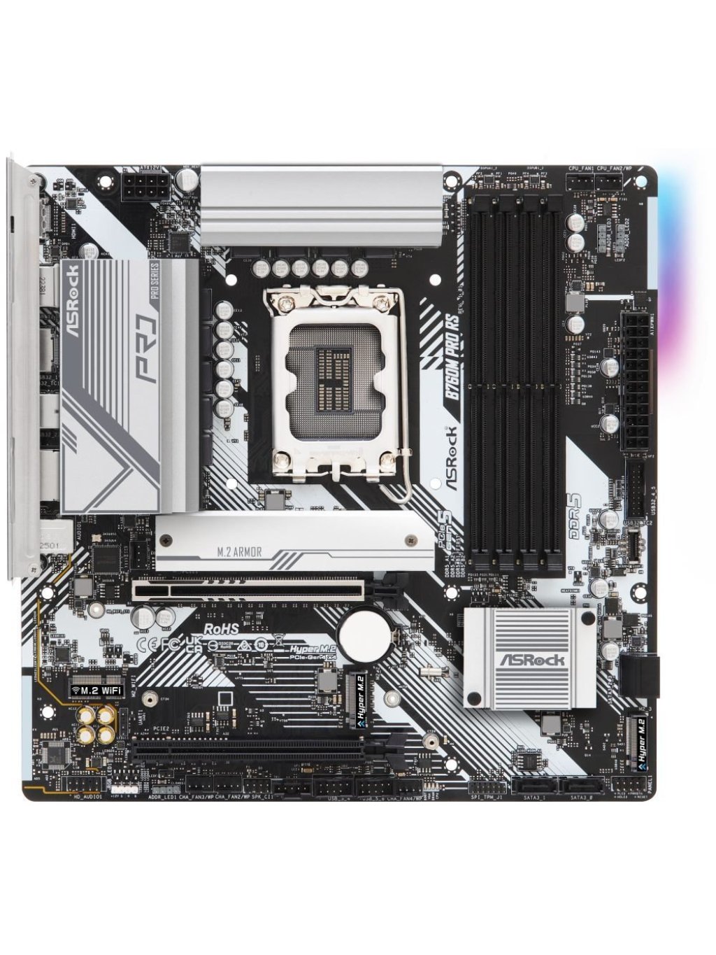 ASRock B760M Pro RS / Intel B760 / LGA1700 / 4x DDR5 DIMM / 3x M.2 / HDMI / DP / USB-C / mATX