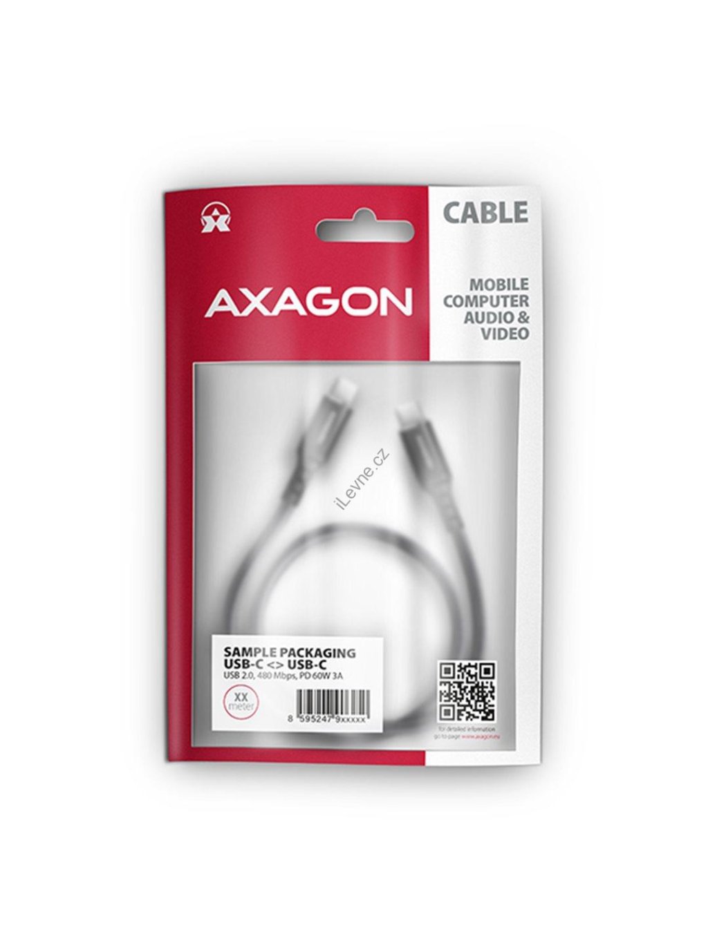 AXAGON BUCM-CM30AB, HQ kabel USB-C <-> USB-C, 3m, USB 2.0, PD 60W 3A, ALU, oplet, černý