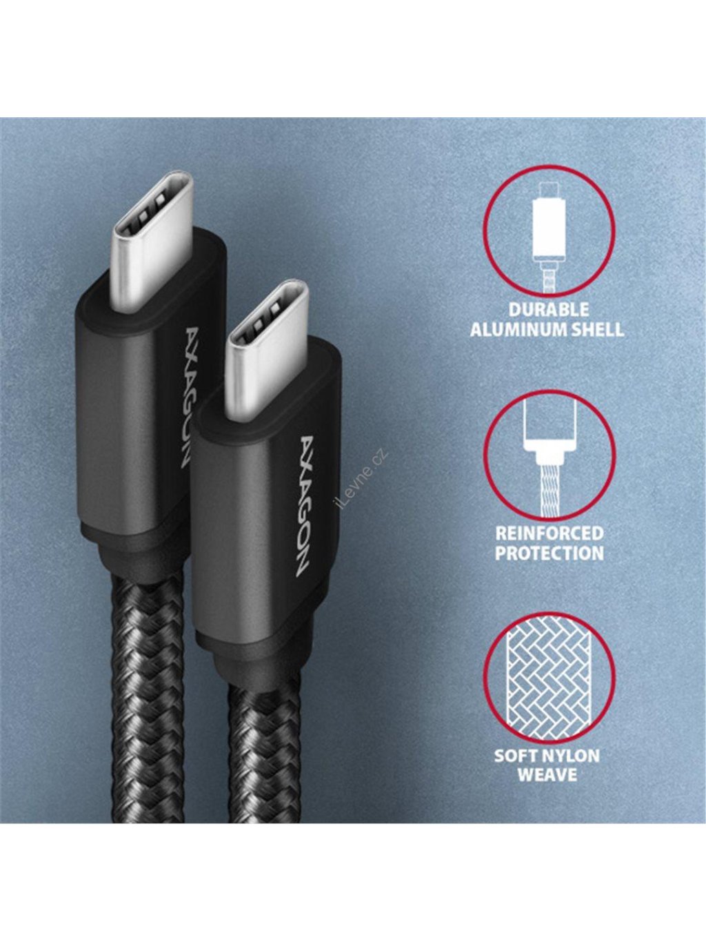 AXAGON BUCM3-CM30AB, SPEED kabel USB-C <-> USB-C, 3m, USB 3.2 Gen 1, PD 60W 3A, ALU, oplet, černý