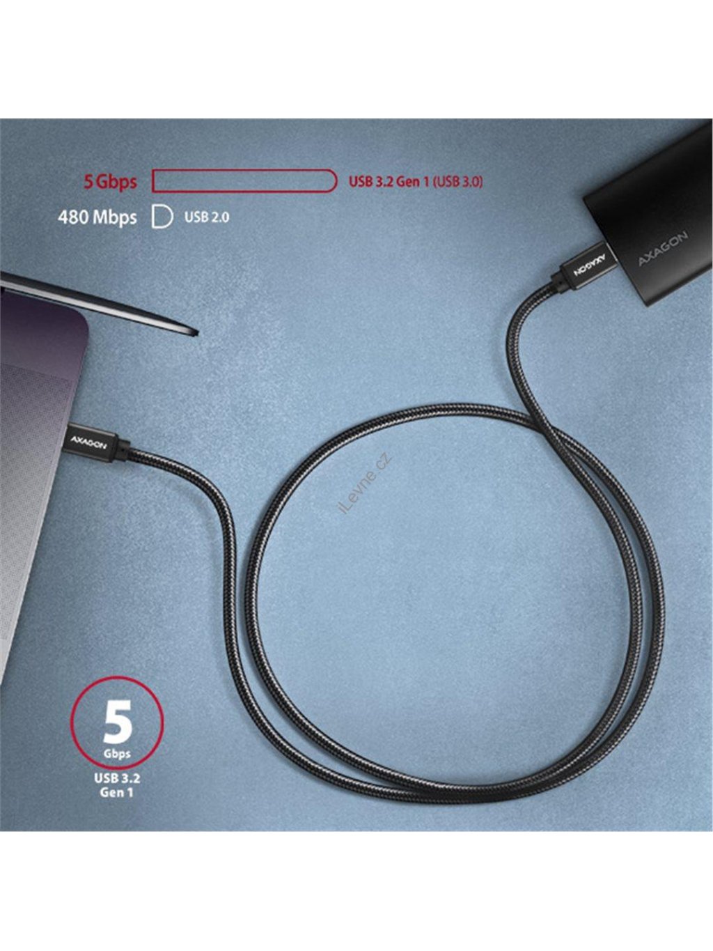 AXAGON BUCM3-CM30AB, SPEED kabel USB-C <-> USB-C, 3m, USB 3.2 Gen 1, PD 60W 3A, ALU, oplet, černý