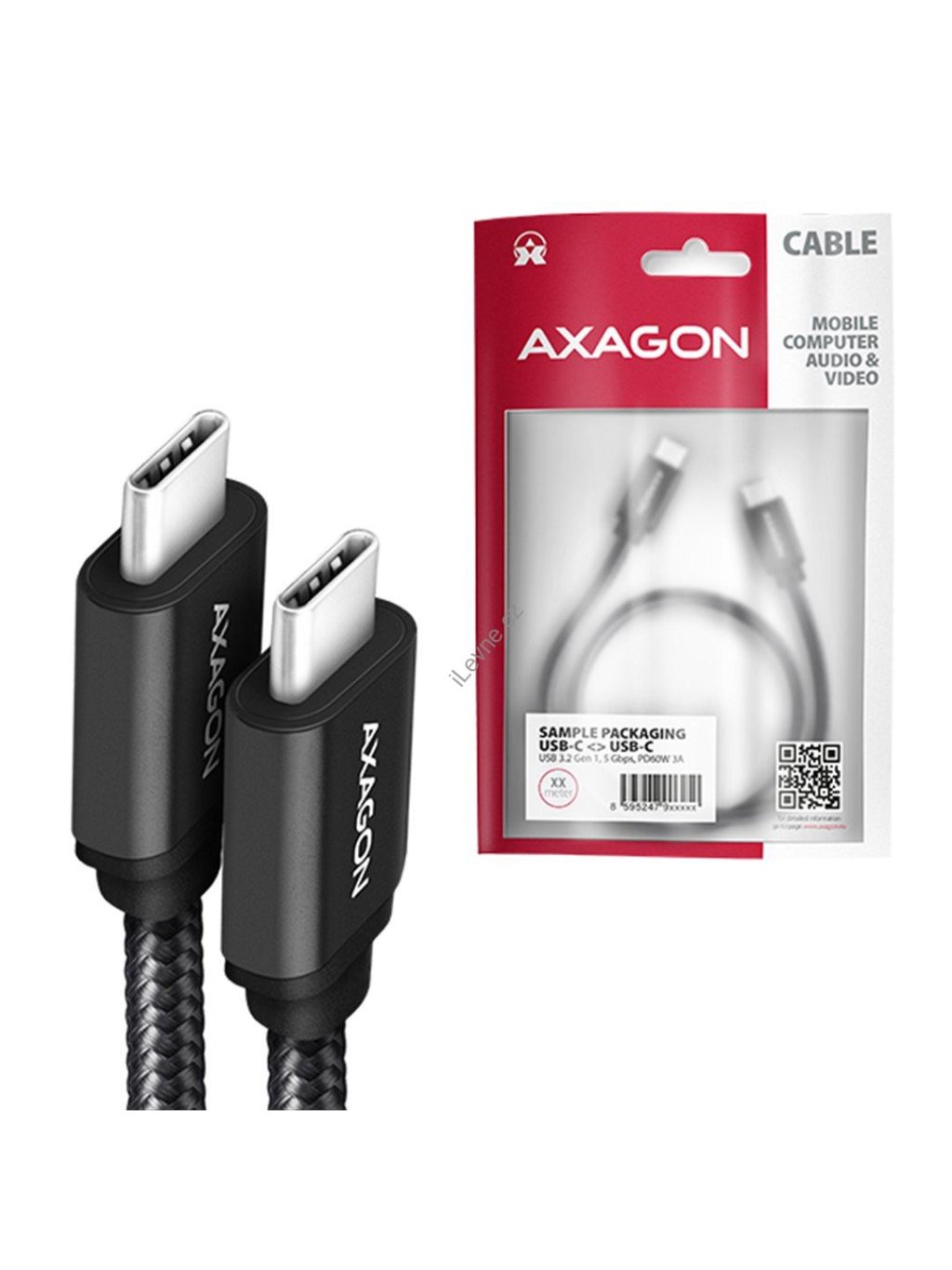AXAGON BUCM3-CM30AB, SPEED kabel USB-C <-> USB-C, 3m, USB 3.2 Gen 1, PD 60W 3A, ALU, oplet, černý