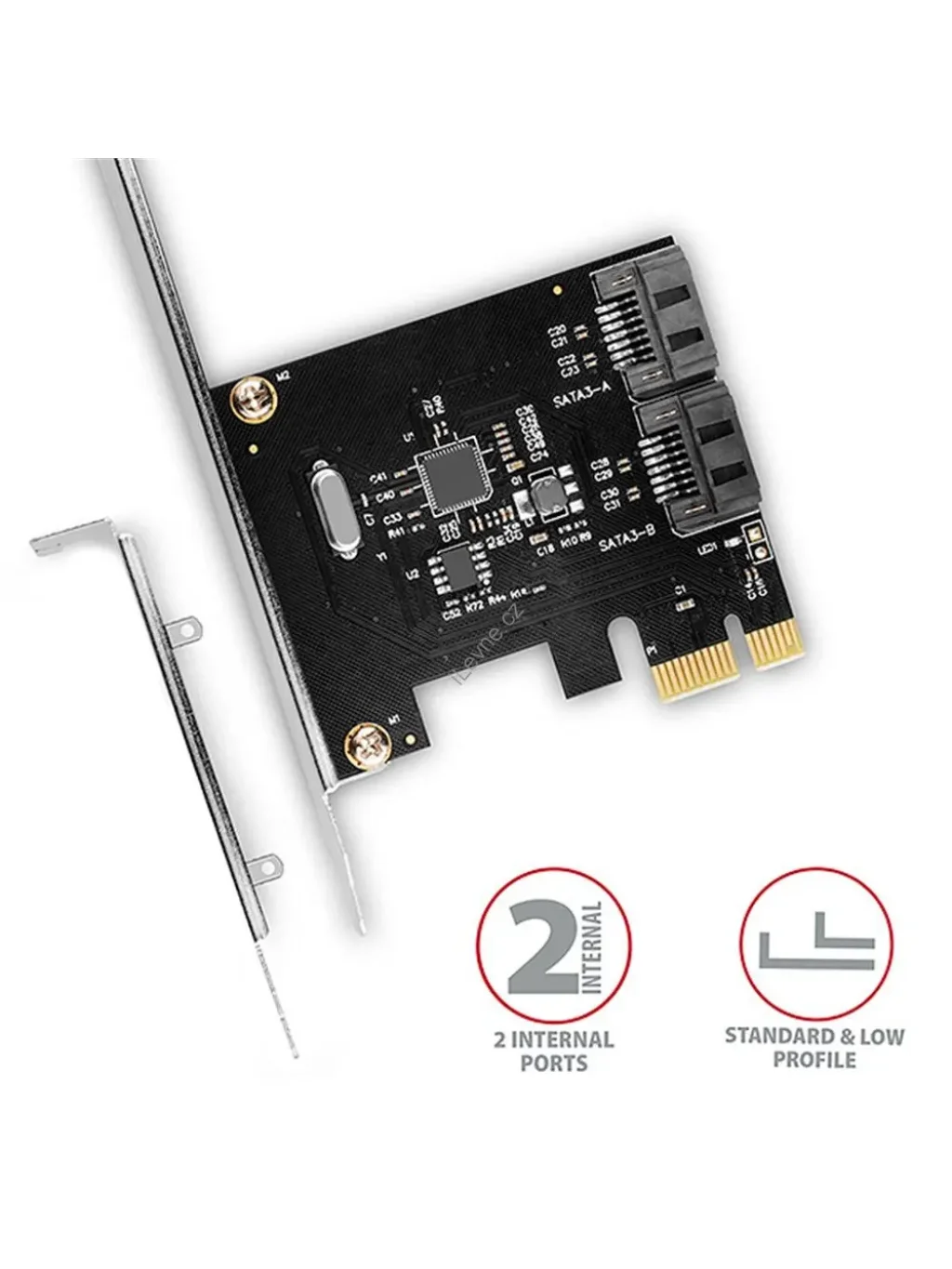 AXAGON PCES-SA2N, PCIe řadič - 2x interní SATA 6G port, ASM1061, SP & LP
