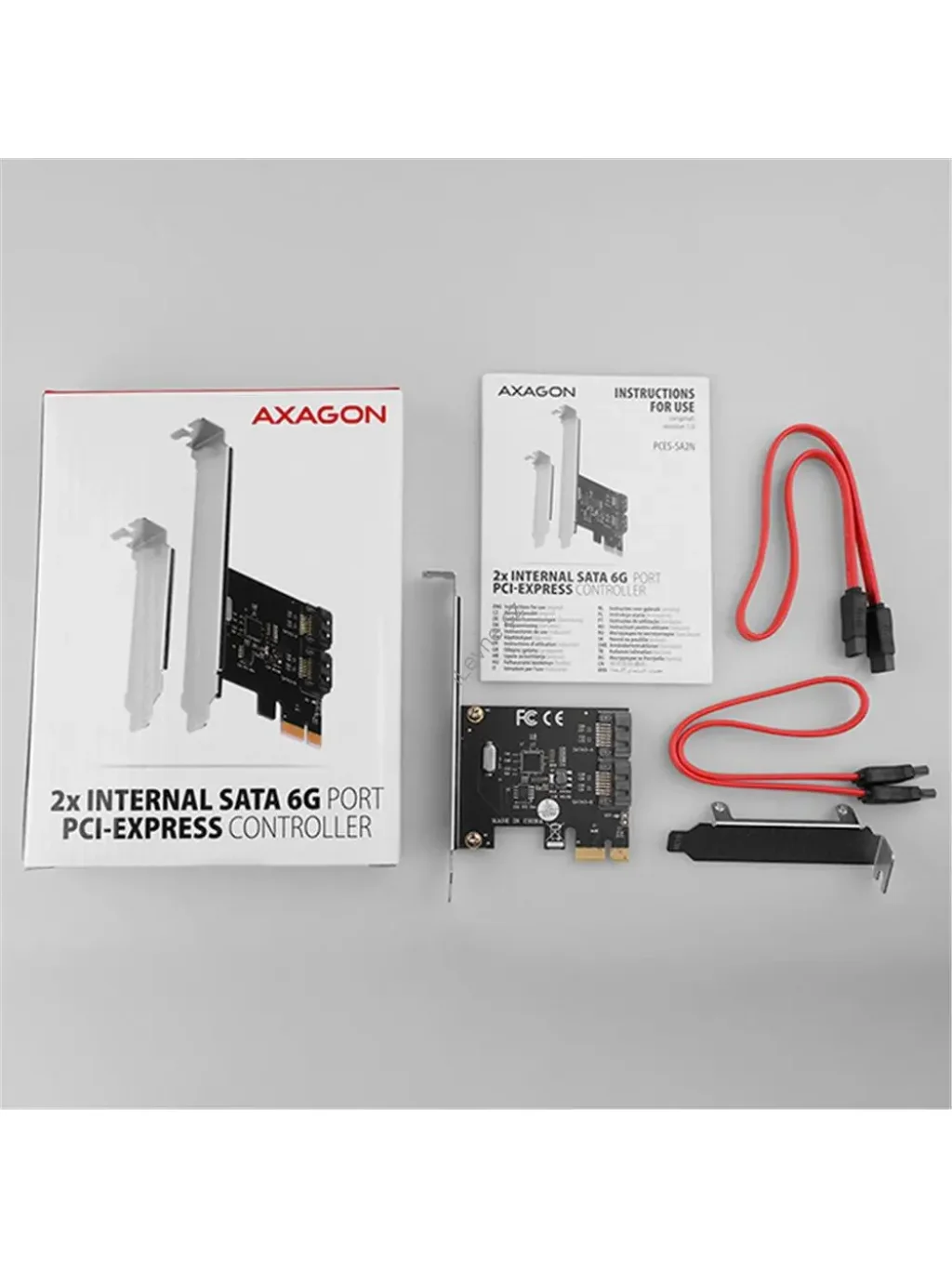 AXAGON PCES-SA2N, PCIe řadič - 2x interní SATA 6G port, ASM1061, SP & LP