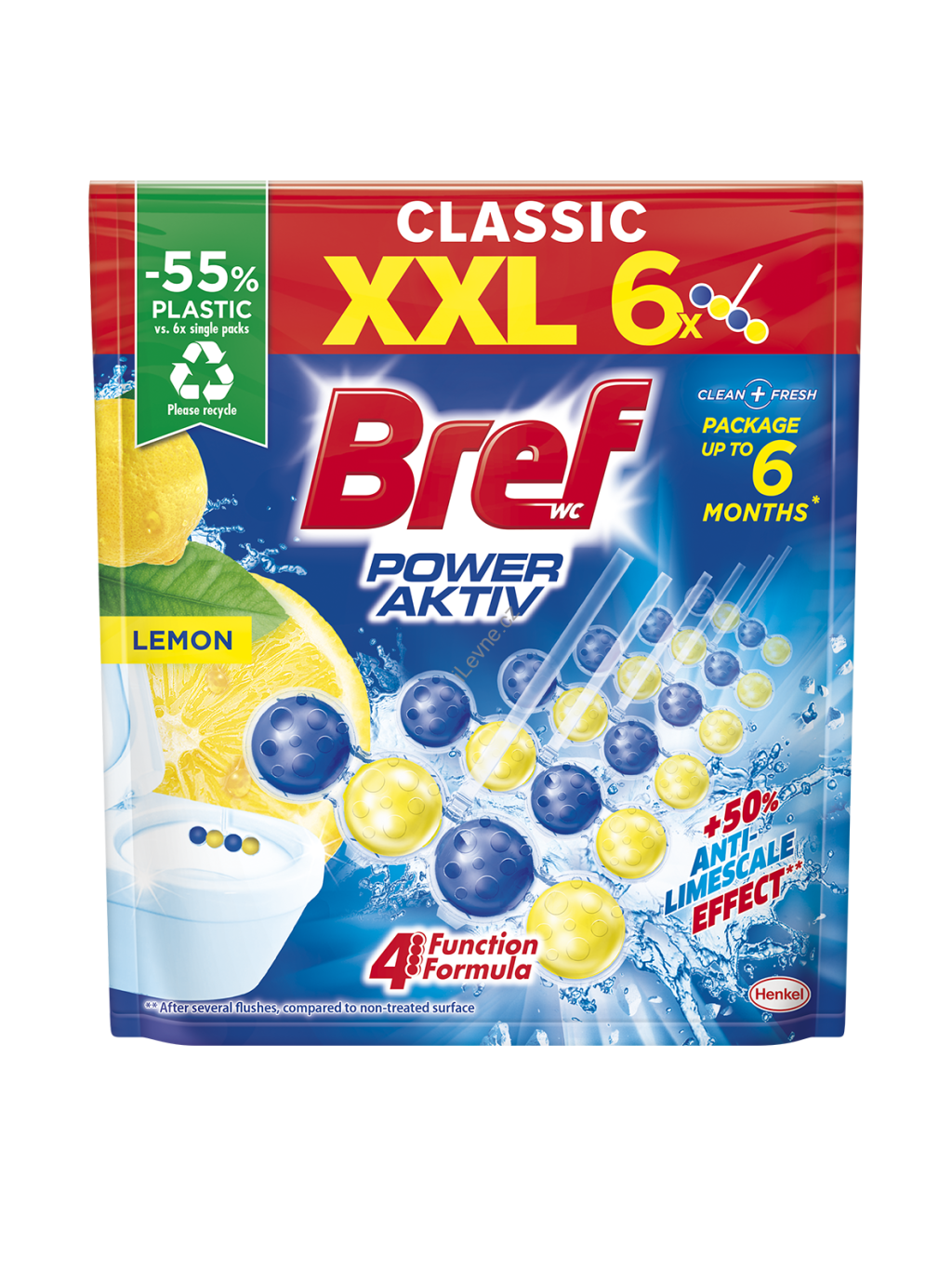 Bref Power Aktiv Lemon WC blok 6x 50 g