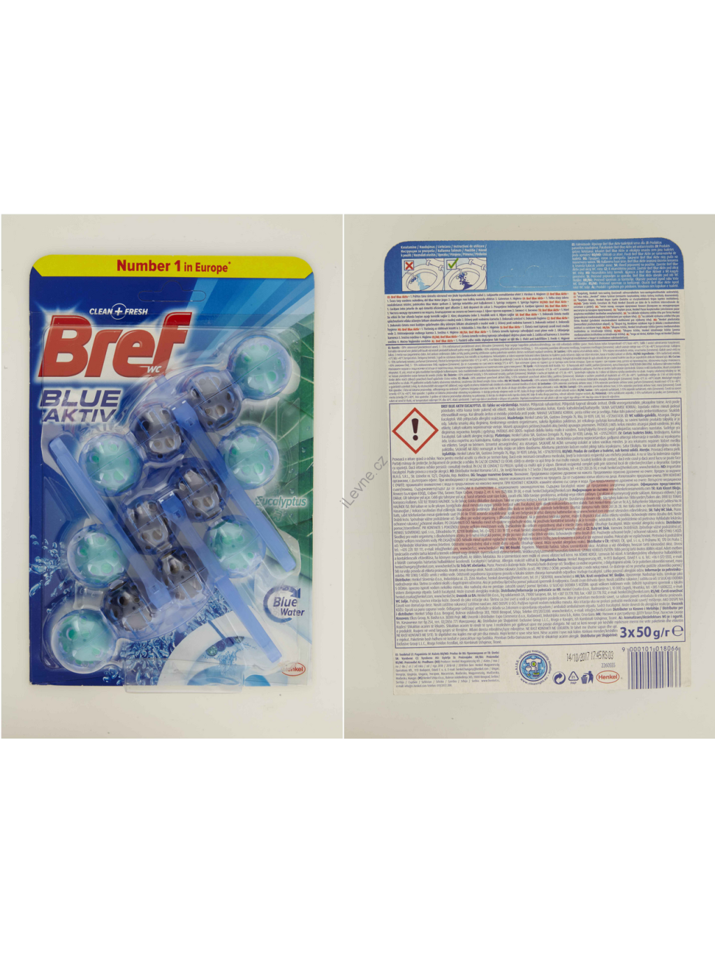 Bref WC Color Aktiv blok Blue Water Eucalyptus 3x50g