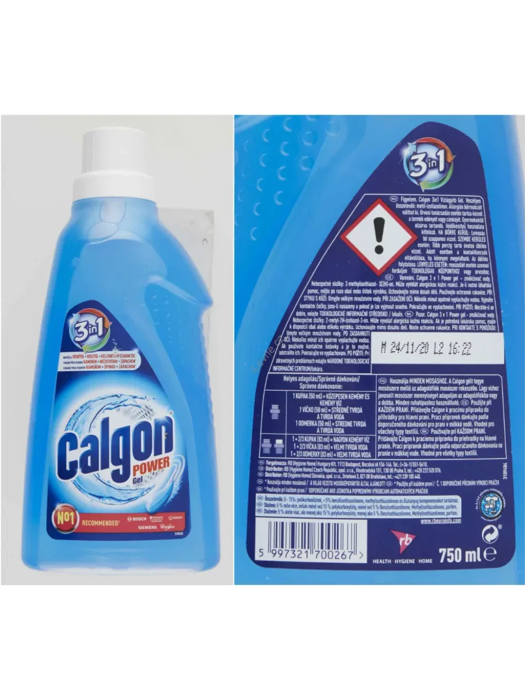 Calgon 3v1 Power gel změkčovač vody (15 praní) 1x750ml