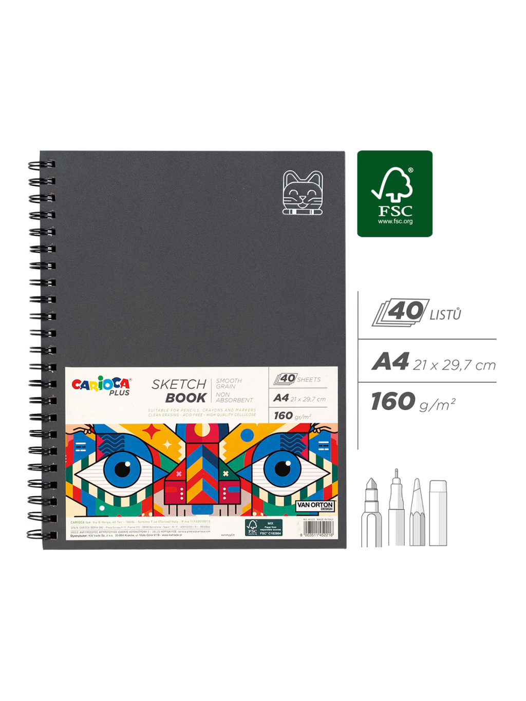 skicovací blok, A4, 40 listů/ 160 g
