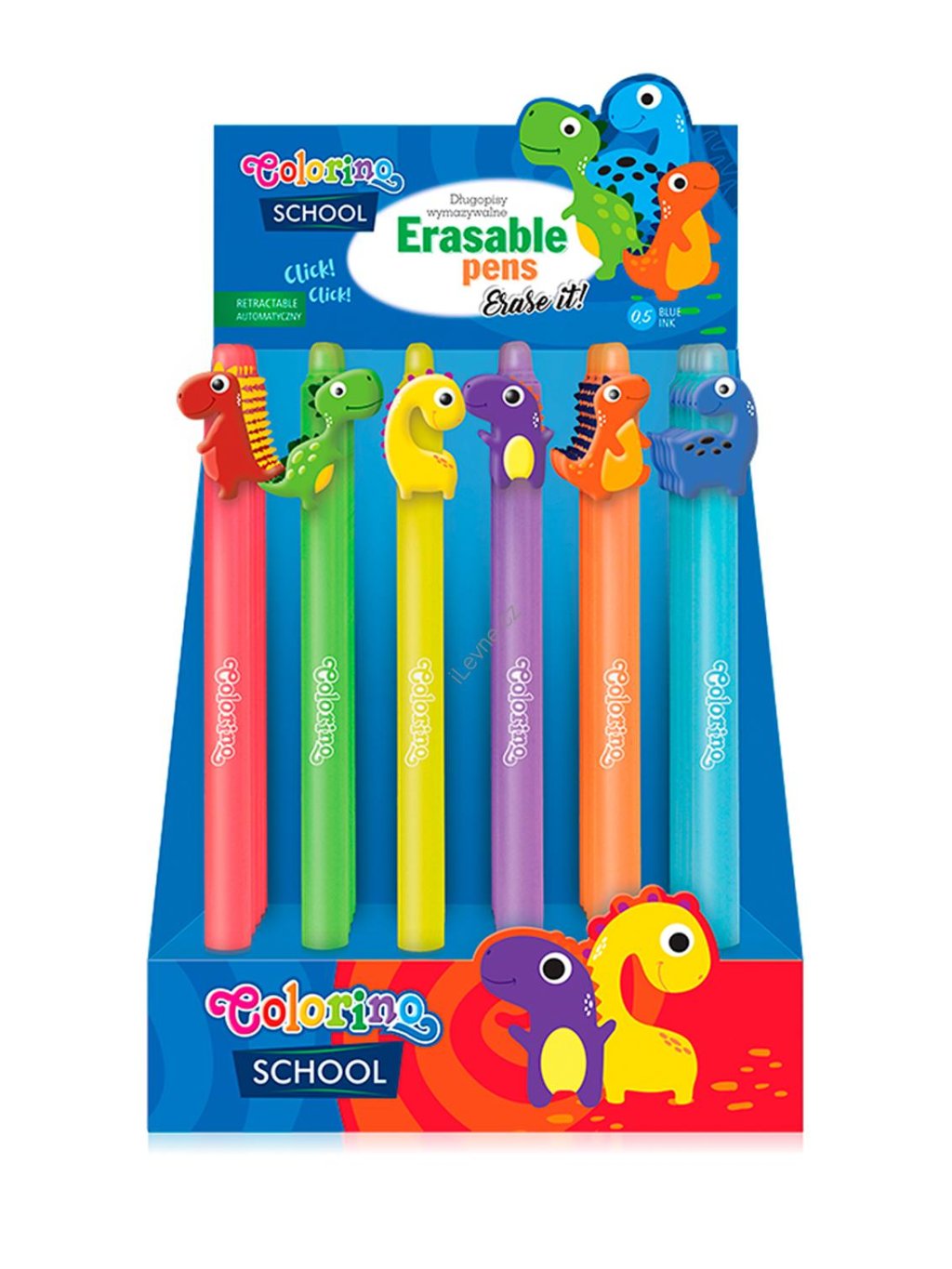 Colorino gumovatelné pero Dinosauři, modrá náplň